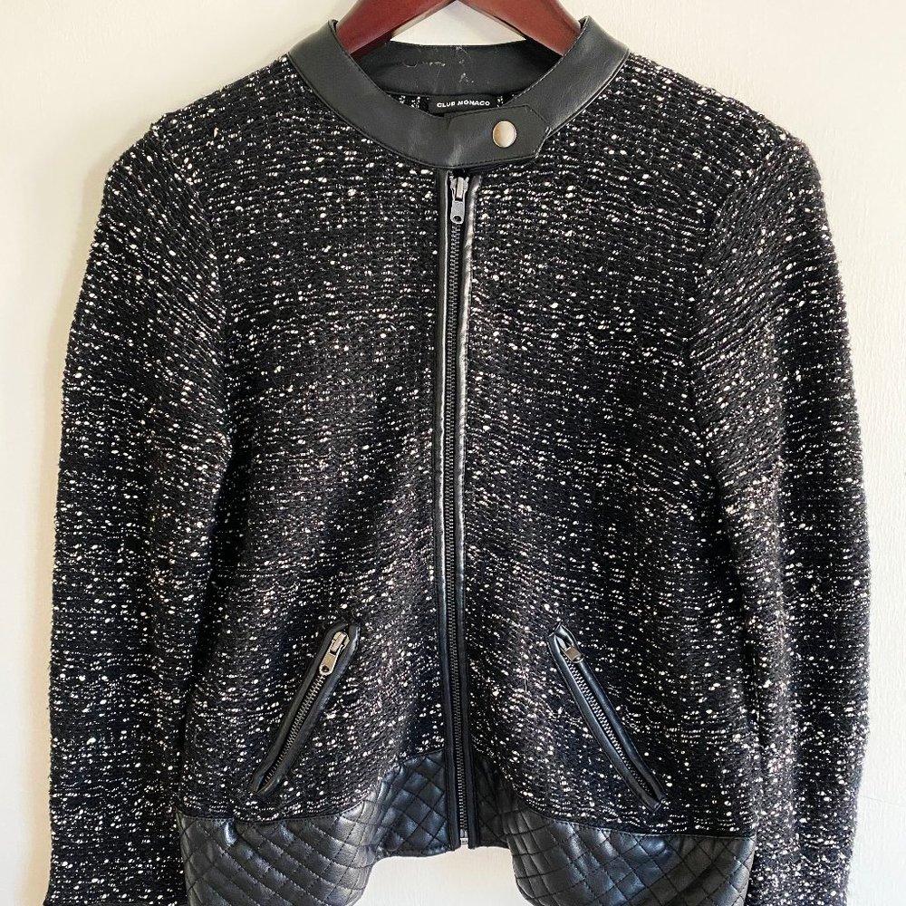 Club Monaco Salt + Pepper Tweed Sweater Jacket